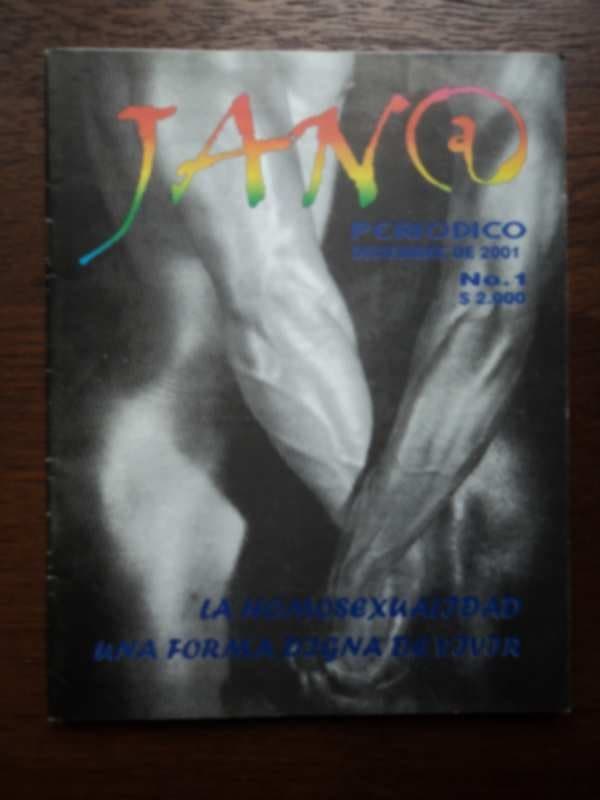 Portada del periódico «Jano», n.º 1, con dos brazos entrelazados en blanco y negro y el texto «La homosexualidad, una forma digna de vivir».